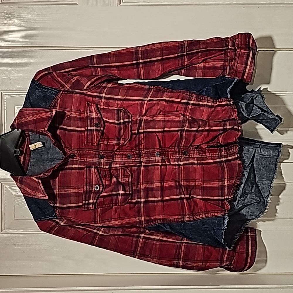 Free People Denim and Red Flannel